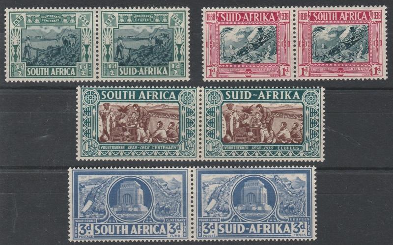 SOUTH AFRICA 1938 VOORTREKKER SET PAIRS