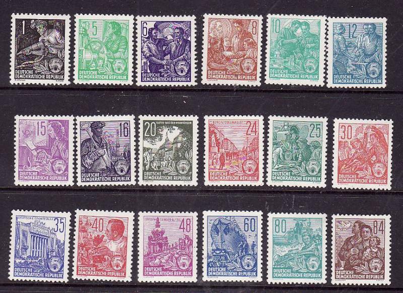 Germany-DDR-Sc#187-204-unused NH og set-1953-54- S/H fee reflects the cost of tr