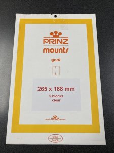 Prinz Scott Stamp Mount - CLEAR - Pack of 5 (188x265mm)  Blocks