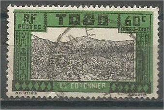 TOGO, 1925, used 60c, Cotton Fields Scott J18