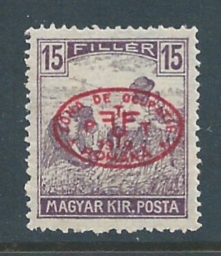 Hungary #2N10a MH 15f Wheat Issue Ovptd. For Romanian Occ. In Red