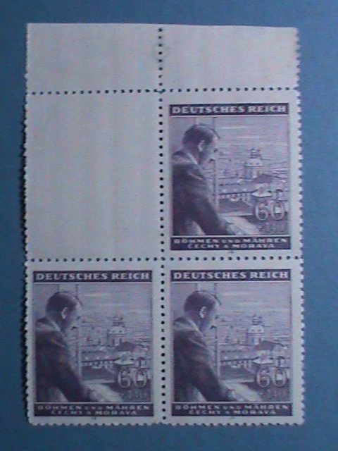 ​BOHEMIA 1943 SC#B18 54TH ANNIVERSARY-HITLER BIRTH MNH BLOCK WITH BLANK STAMP