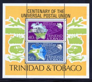 Trinidad and Tobago  244a MNH  UPU Centenary Souvenir Sheet from 1974.