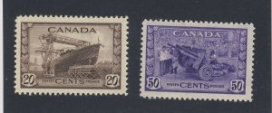 2x Canada MH VF stamps #260-20c Ship MH VF #261-50c Munitions Guide Value=$55.00