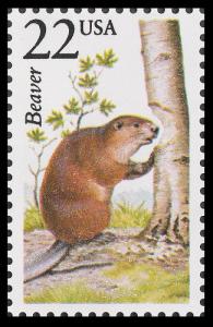 US 2316 North American Wildlife Beaver 22c single MNH 1987