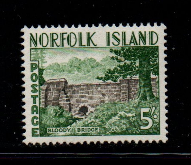 Norfolk Island Sc 18 1953 5/ Bloody Bridge stamp mint NH