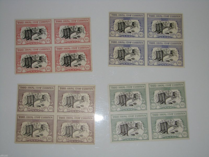 BALISEA 1934 Brooklyn Bridge Poster Stamps Stamp Exhibition Show Blocks of 4