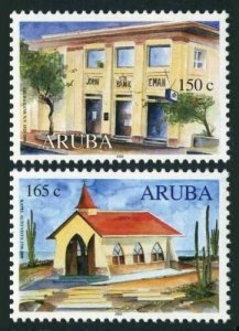 Aruba 195-196,MNH. Aruba Bank N.V.75th Ann.Alto Vista Church,250th Ann.2000. 