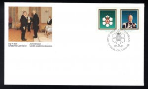 1447a Scott, se-tenant FDC, Order of Canada, 42c, 1992, Oct 21