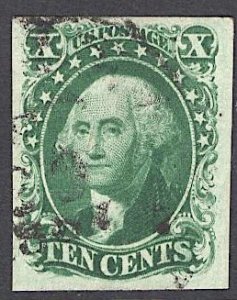 US Stamp #14 USED SCV $140. 4 Margins and CRISP impression.