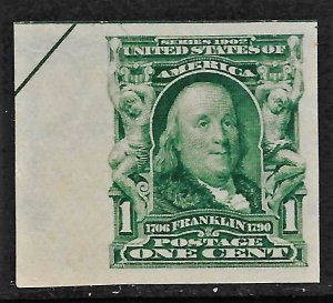 US 1908-09 Sc. #314 XF NH left margin copy with guideline arrow
