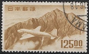 JAPAN  1951 Sc C23 Used VF, 125y Airmail - FM  postmark/cancel, JSCA A20