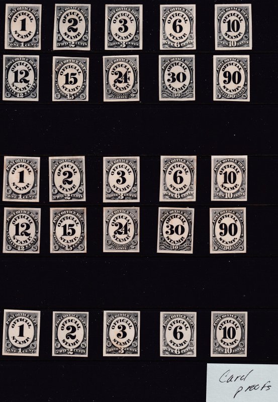 U.S. Collection of official cardboard, Roosevelt and India proofs
