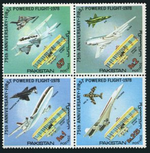 Pakistan 476-479a, MNH. Mi 475-478. 1st Powered Flight, 75th Ann.1978. Concorde.