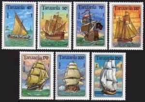 Tanzania 1209-1216,MNH.Michel 1739-1745,Bl.244. Sailing ships 1994.Caravel,Brig,