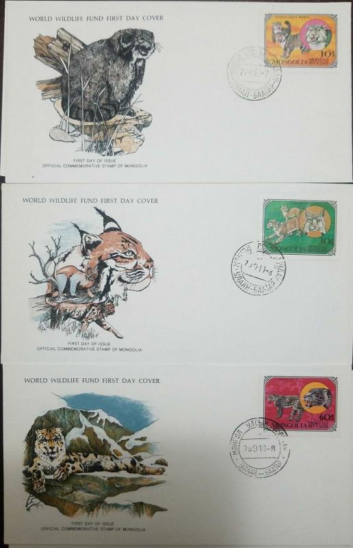 L) 1978 Mongolia, Fauna, Felina, animales salvajes, Otocolobus manul, lince, Panthera 