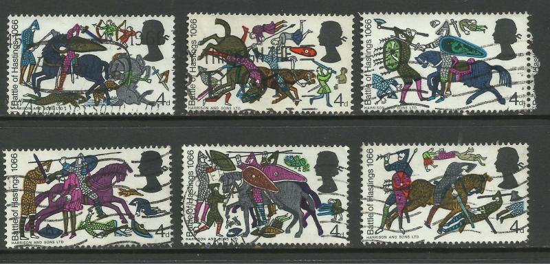 GB 1966 QE2 6 x Anniv Battle of Hastings Stamps ( A1114 )