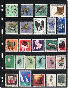 Poland ~ 25 Different 1960's Stamps ~ Used & CTO, MX ~ cv 5.00