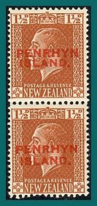 Penrhyn Island 1919 King George V, both Opts in pair, 1.5d MNH #19,SG30,SG30a