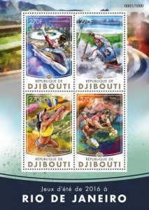 DJIBUTI - 2016 - Rio Olympics - Perf 4v Sheet - Mint Never Hinged