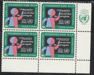 UN New York #136 Inscription Block mnh f-vf.