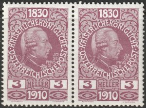 Austria 1910 Sc 130 pair MNH**