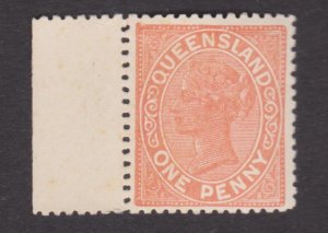 QUEENSLAND AUSTRALIA QV 1895 One Penny Vermilion Burele Band Dbl Perf, OG SG206