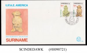 SURINAME - 1989 UPAE EMBLEM / ART / SCULPTURE 2V FIRST DAY COVER