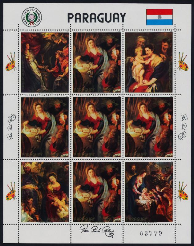 Paraguay C515 sheet MNH Art, Nativity, Peter Paul Rubens, Christmas