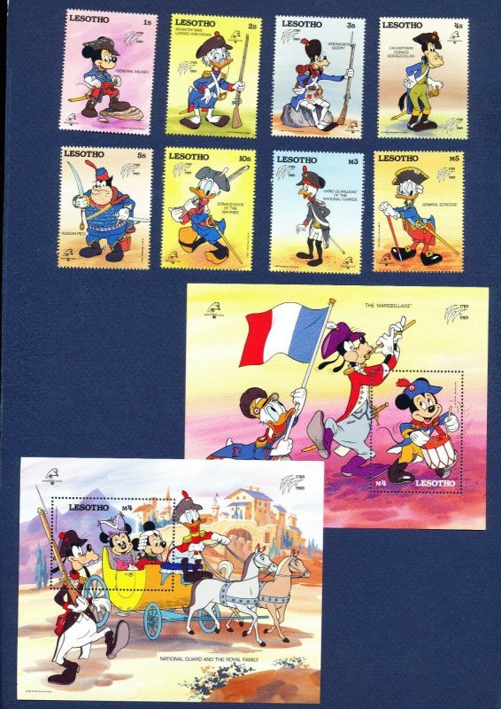 LESOTHO - 710-719 - VF MNH - Disney - French Military Uniforms - 1989