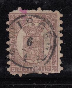 Finland 1866-74 used Scott #6 5p Coat of Arms, I Cancel: Wiborg