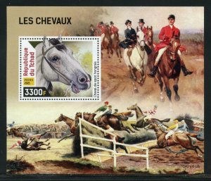 CHAD 2021 HORSES SOUVENIR SHEET  MINT NEVER HINGED