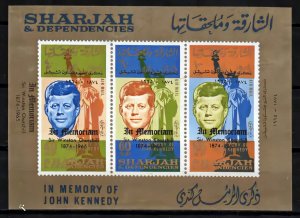 Sharjah 1965 Sc#C36a J.F.KENNEDY OVPT.CHURCHILL Souvenir Sheet MNH