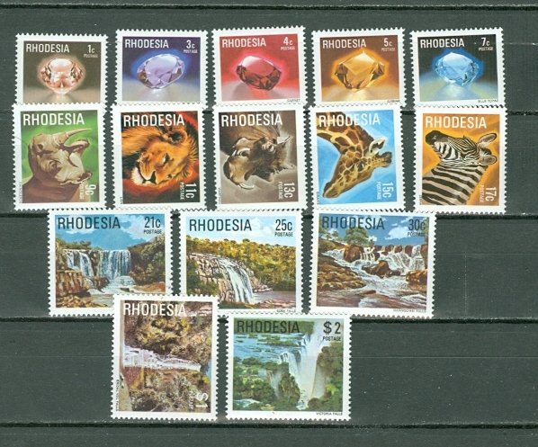 RHODESIA 1978 DIAMONDS-ANIMALS-LANDSCAPES #393-407..SET MNH...$7.10