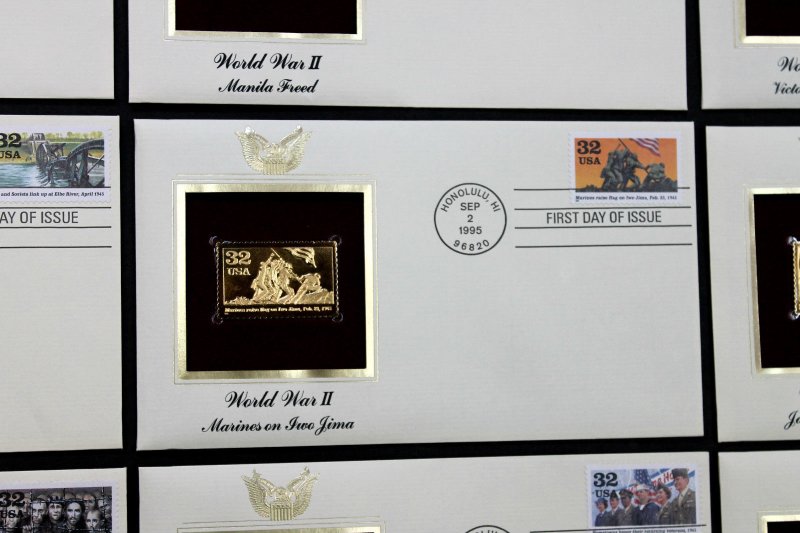 US #2981a-j FDC 22K Gold Replicas Set of 10 WWII Victory at Last