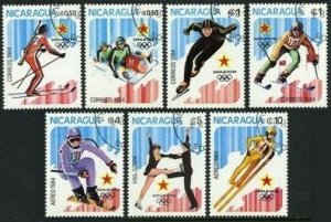 Nicaragua 1319-1325,CTO. Olympics Sarajevo-1984:Biathlon,Bobsledding,Slalom,