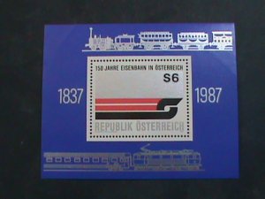 AUSTRIA-1987 SC#1399  AUSTRIAN RAILWAYS SESQUICENTENARY MNH S/S SHEET- VF