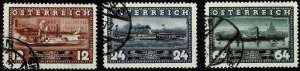 Austria 1937,Sc.#382-4 used, 100 years of Danube shipping in Austria