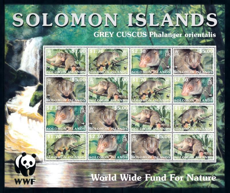 [94492] Solomon Islands 2002 Wild Life Grey Cuscus WWF Sheet MNH