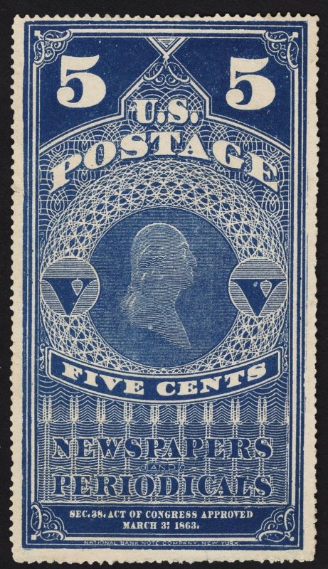 US#PR4 5c Light Blue Washington Newspaper Stamp NGAI SCV $750