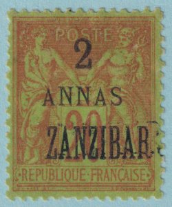 FRANCE OFFICES ABROAD - ZANZIBAR 21  MINT HINGED OG * DOUBLE OVERPRINT - RAD