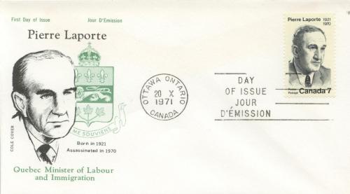 1971 Canada Pierre LaPorte 558 Cole FDC 