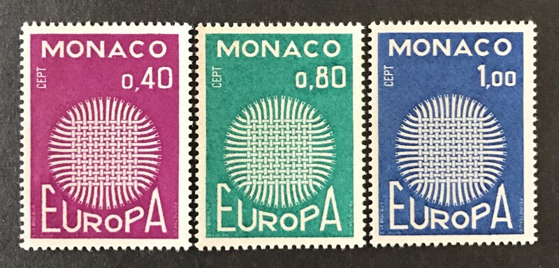 Monaco 1970 #768-70, Europa, MNH.