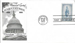 1950 FDC, #989, 3c National Capital 150th, Fleetwood