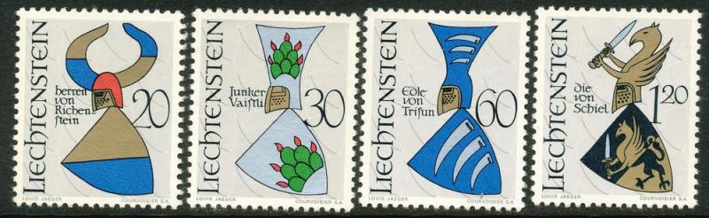 Liechtenstein #411-414 mint hinged set, Coat of Arms