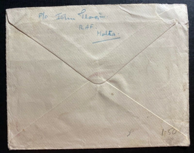 1942 Malta RAF Censored On Active Service Cover To Stamford England