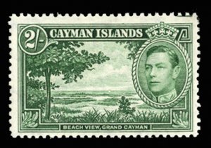 Cayman Islands #109 (SG 1240 Cat£55, 1938-43 2sh yellow green (shade), never...