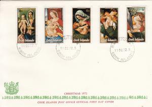 Cook Islands 1972 FDC Sc #330-#334 Christmas Paintings