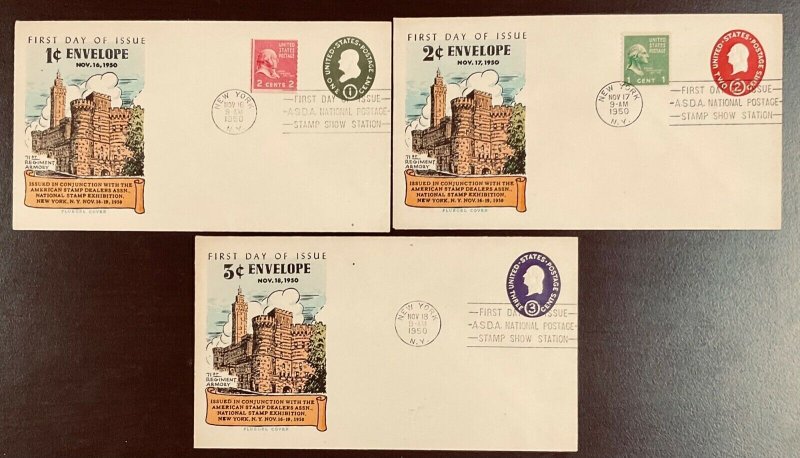 U532, 533 & 534 Fluegel Cachets FDC Lot of 3 Envelopes  1950