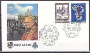 Vatican City, 13/SEP/83 Cancel. Pope`s Return from Austria. Cachet cover. ^